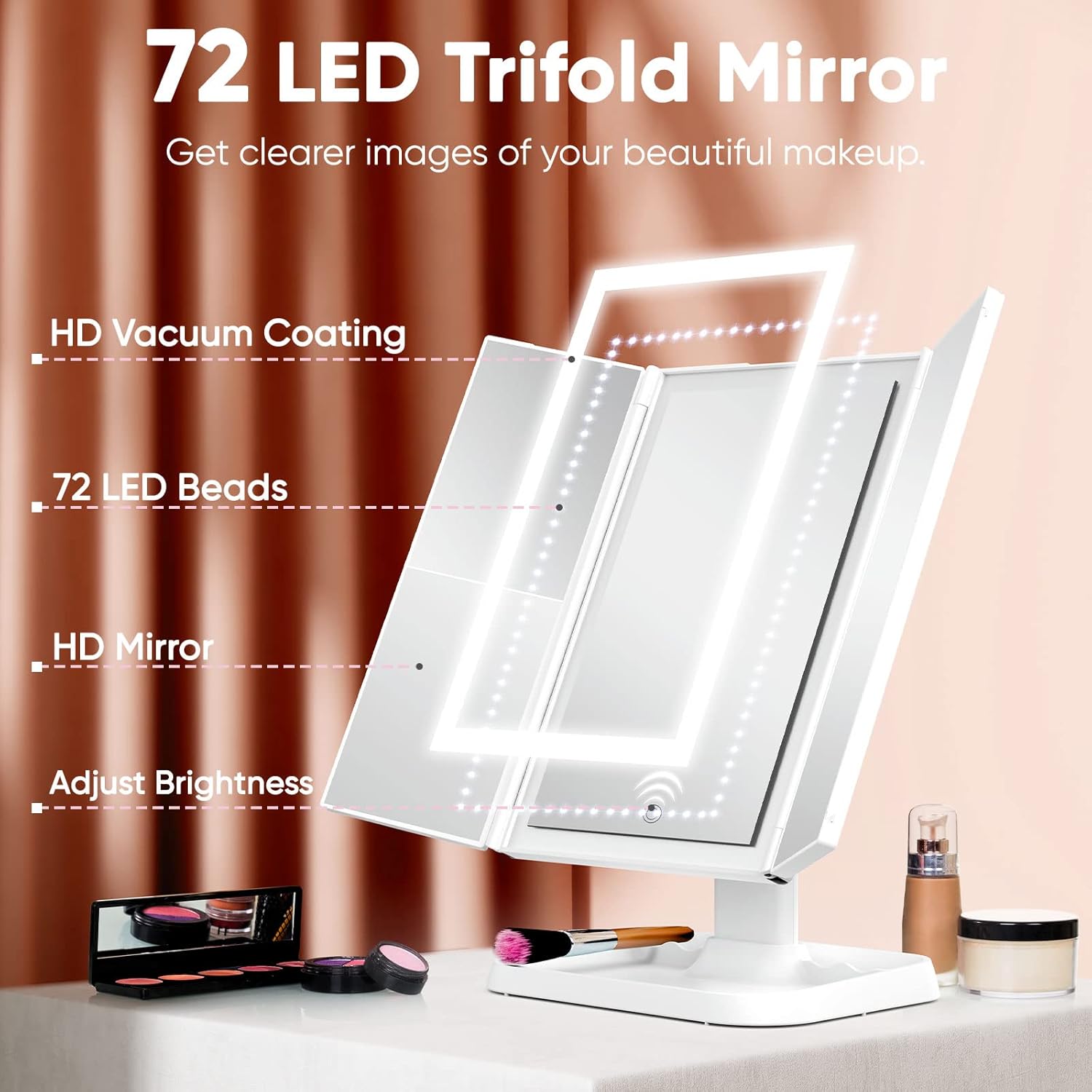 Trifold LED Makeup Vanity Mirror